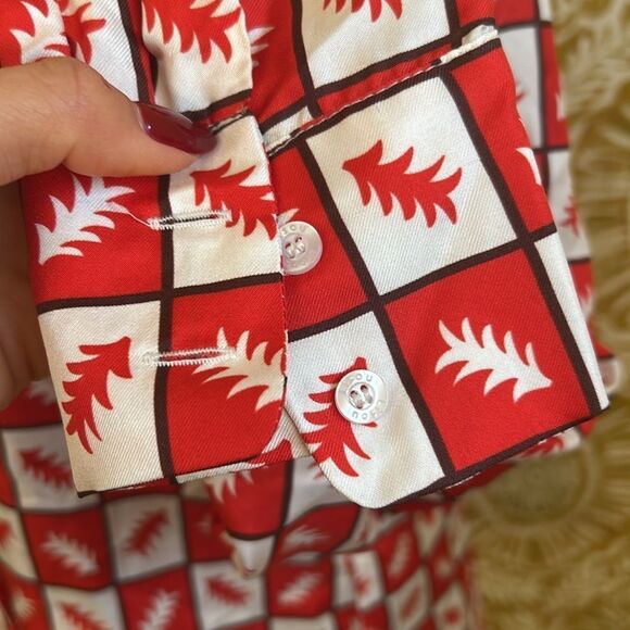 NWOT Lisou Bailey Long Sleeve Fern Print Silk Blouse in Red Multi $355 RARE Sz 4 - Picture 12 of 16